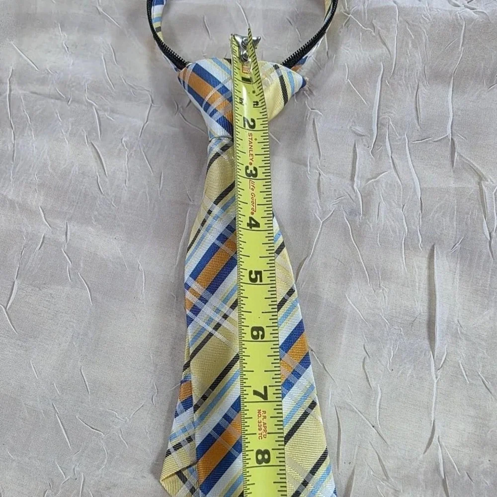 Littlest Prince Couture Boys Zipper Tie Yellow Blue Plaid 9-24M Preppy Classic